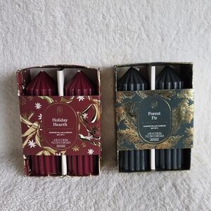 New Christmas scented pillar candles set bundle of 2, holiday heart & forest fir